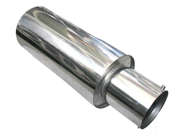 Reducing Noise  4 Inch Stainless Muffler Mirror Polished Auto Exhaust Silencer