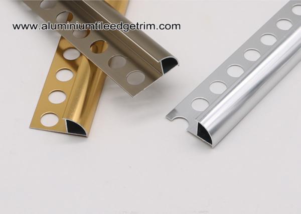 Aluminium Decorative Bullnose Ceramic Tile Edge / Edging Trim  For Tile Walls