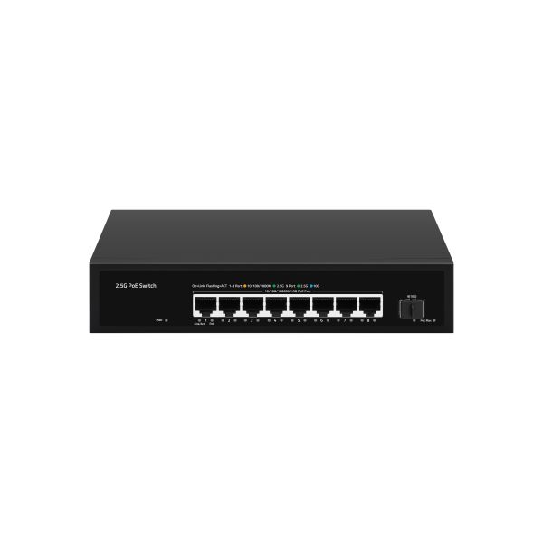 8-Port 2.5G PoE Switch With 10G SFP Uplink 100W Budget Unmanaged 220V Powered