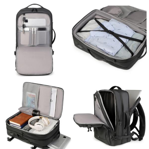 Lightweight Customizable Logo Laptop Backpack for Business Travel Charging Unisex Anti-Theft Design in Fashionable Blue Black