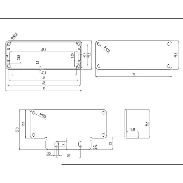 clôture électronique de anodisation d'extrusion en aluminium blanche de 71*27*100mm
