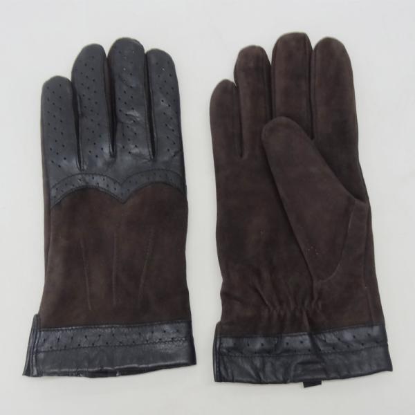 Touch Screen Mens Black Leather Winter Gloves , Soft Plain Style Mens Fashion Gloves