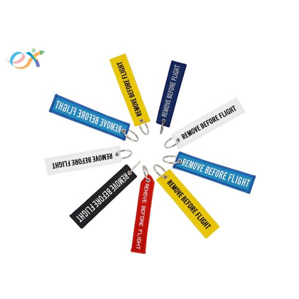Yellow Text On Merrowed Border Blue Woven Keychain Flight Keychain For Gifts