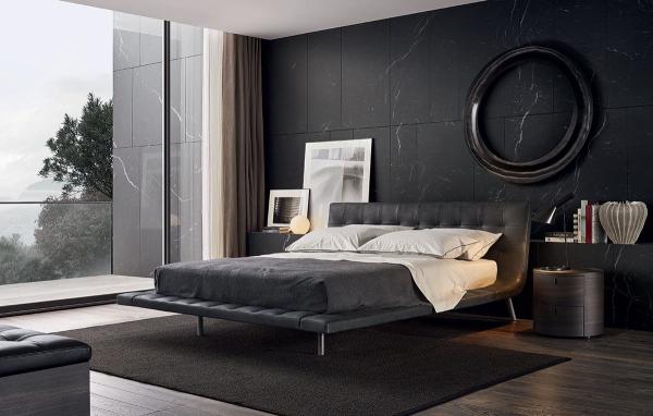 Poliform Onda Modern Upholstered Bed Metal Sofa Hotel Type Stainless Steel