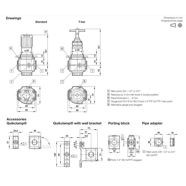 Excelon R72-74G regulador de presión de uso general, G3/4, 0,3-10 bar