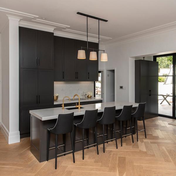 Modular Lacquer Kitchen Cabinet Modern Shaker Luxury Plywood Matte Black