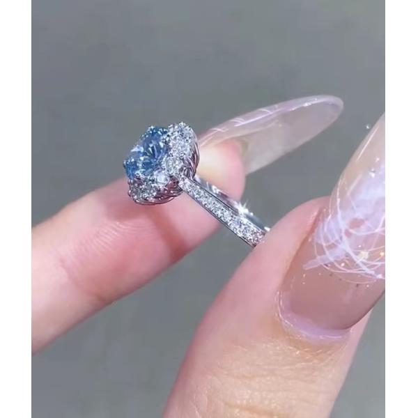 Замужество / Свадьба Лаборатория выращенный бриллиант ювелирные изделия Синий круг 2 каратный мужской бриллиантовый кольцо