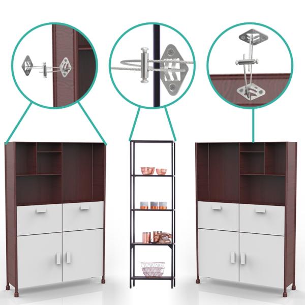 Nickel Metal Furniture Safety Straps Nontoxic Silver Grey Color