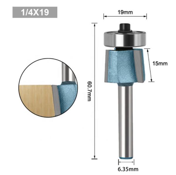6mm 8 Degree Cnc Wood Cutting Bits Oblique Edge Trimming 3 Flute End Mill 45HRC