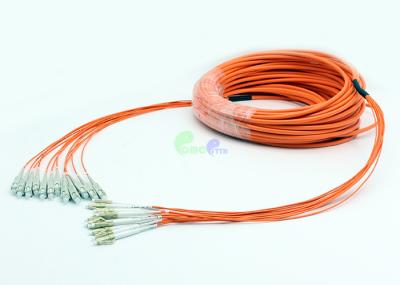 o remendo da fibra ótica do fanout 12F cabografa LC - SC OM1 62,5/125 50M com a laranja dos pés LSZH do fanout 2mm 0.5M