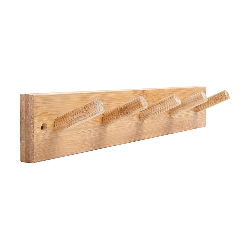 Nordic Style Solid Wood Coat Hanger with Stylish Key Hooks Wall-Mounted for Clothes & Sundries Multi-Purpose