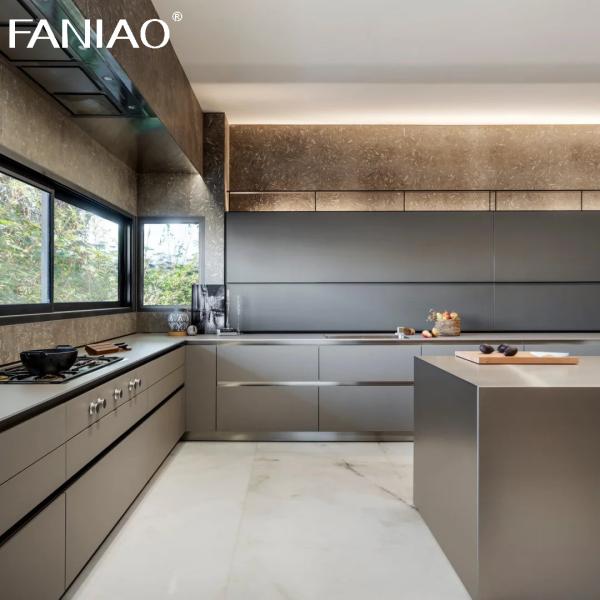 Meubles de cuisine intelligents Armoires de luxe en acier inoxydable Armoire de cuisine moderne