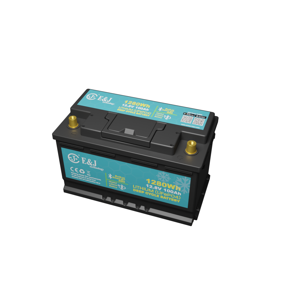 Self Heating Din80 Type H7 Size Bluetooths Lithium Ion Battery 12V 100Ah LiFePO4 Pack For Low Temperature Application