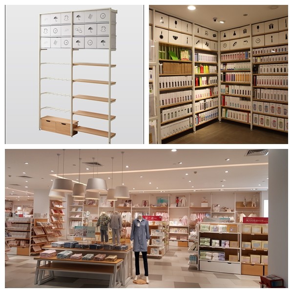 Garment Shop Metal Shelving Units With Wood Shelves 25mm Melamine MDF Board
