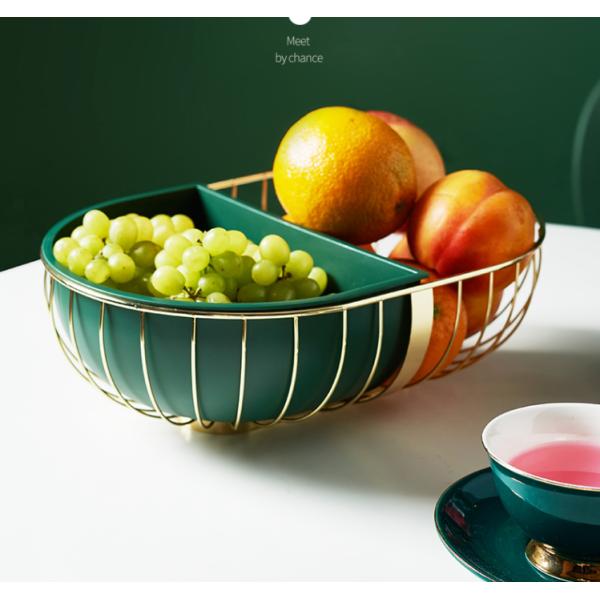 Double Partition Electroplating Steel Fruit Basket Fall Resistant