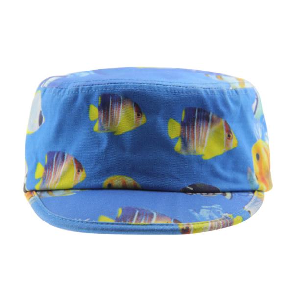 Fashionable Printing Mens Canvas Cadet Hats Military Street Cap Flat Embroidery