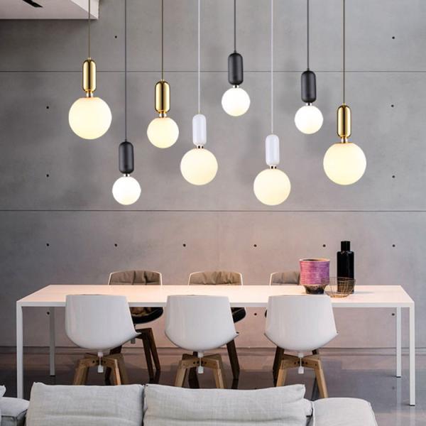 JYLIGHTING Suspension nordique Chambre Bureau Restaurant Bar Lampe Moderne Simple Créatif Personnalité Boule de verre Lustre