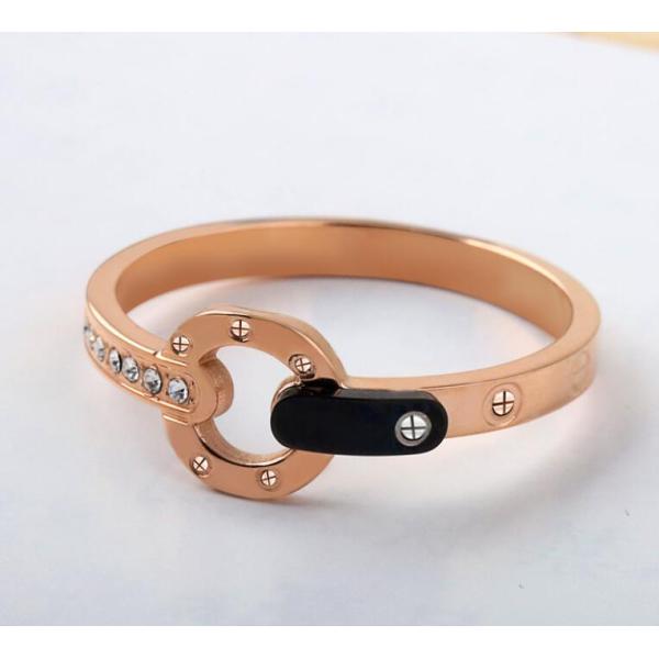 Fashion Rose Gold and Diamond Ring Stainless Steel Jewelry 316L Zircon Ring