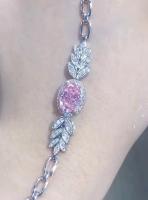Pulseira de tênis de diamante sintético de corte oval de 2,72ct Pulseira de diamante rosa de forma oval
