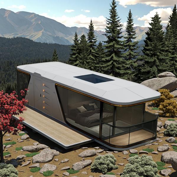 Prefabricated Outdoor Villa Mobile Module Capsule Residential Commercial Space Prefabricated Capsule With Kitchen And Door Lock