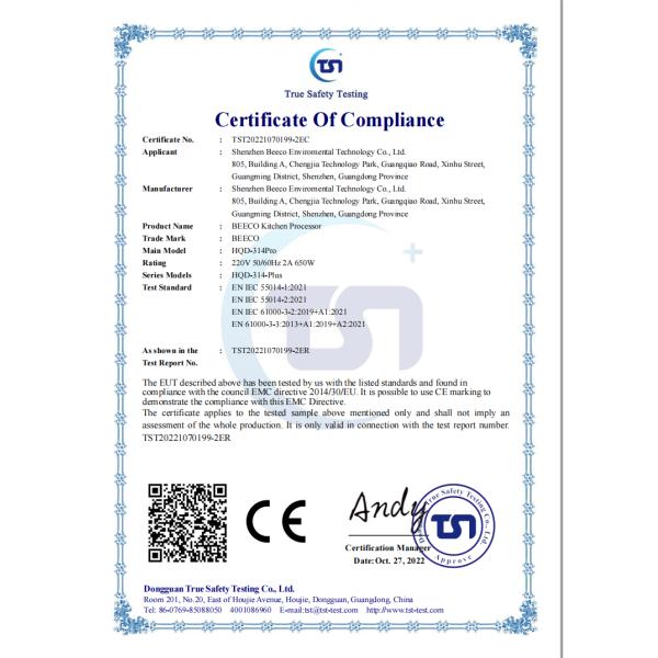 Quiet Compact Electric Food Waste Composting Machine Stainless Steel Grinding Elements