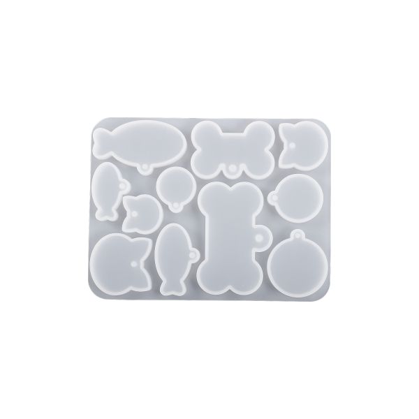 Crystal dropper DIY cat pet hanging fish dog bone anti loss nameplate pendant silicone mold