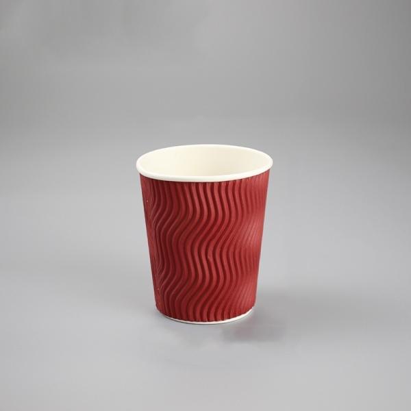 Custom Logo Ripple Wall Disposable 9oz/10oz Coffee Cup for Office Parties Home Travel