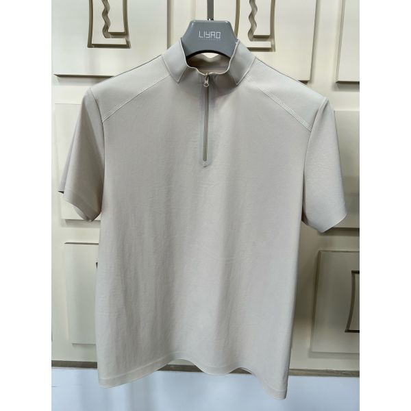 Men High Neck Short Sleeve Shirts Stretch Quick Dry and Breathable Fabric for Outdoor Sport T-shirt