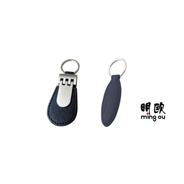 Logo Printing Personalised Leather Keyrings For Men 43g Black PU Zinc Alloy Body