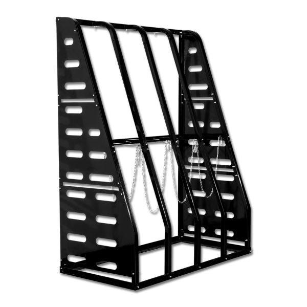 4 Slot Vertical Bar Rack High Carbon Steel Anti-Rust Adjustable Chain Lock Side Board Stepped-Wedge Anti-Tip Design