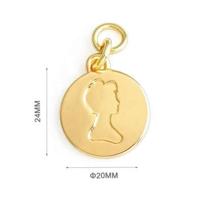Handbags Customized Golden Engraved Metal Logo Tag with Ring Bag Hardware