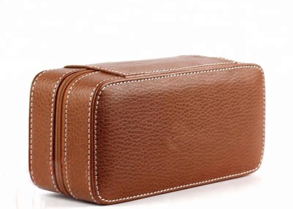 Handmade Watch Packing Box Classic with Brown Zip Leather  Travel Cases
