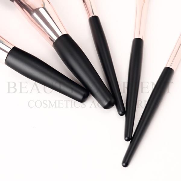 Rose Gold Ferrule Short Mini Makeup Brush Set 3tone Hair Wood Makeup Brush kit