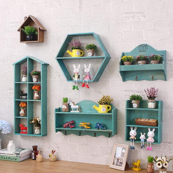 Customized Design Wood Shelf Key Holder and Entryway Mail Organizer for Wall Mounting
