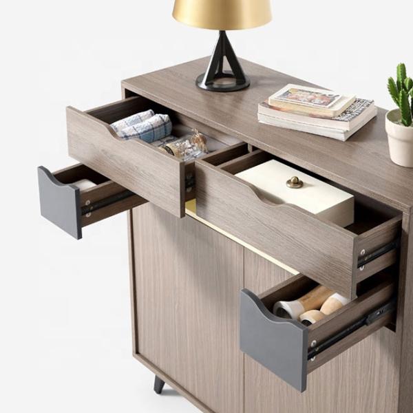 Wooden Doorway Shoe Rack Cabinet Tall Shoe Cabinet Storage 4 Tiers 2 Drawers