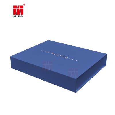 Logotipo de empacotamento dobrável liso azul da folha de ouro da caixa 600-800gsm