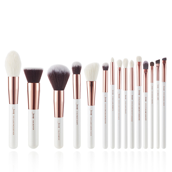 Jessup 15pcs White/Rose gold Makeup Brush Set Natural Soft Bristles Factory Wholesale Makeup Brush T220