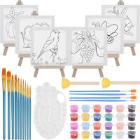 OEM ODM 6 Pack Pre Impreso Set de pintura con pinturas pinceles Paleta y caballete