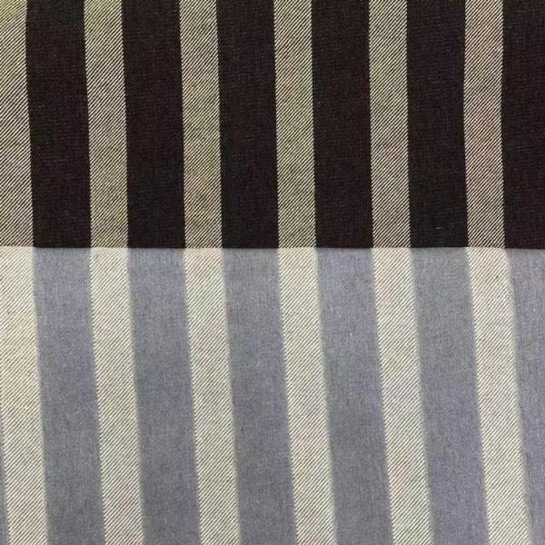 Yarn Dyed Print Striped Denim Cotton Fabric For Jeans Indigo Blue