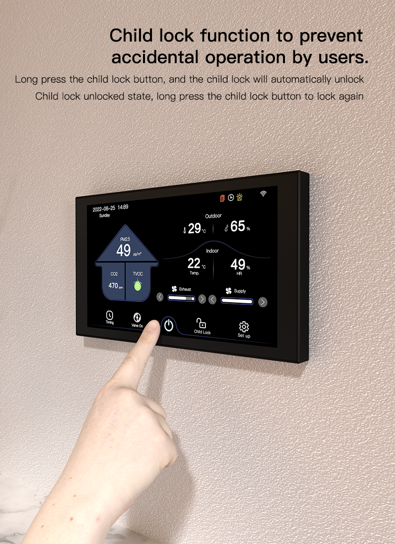 6.9 Inch CO₂ PM2.5 VOC Based Ventilation Control Energy Recovery Ventilation ERV Controller