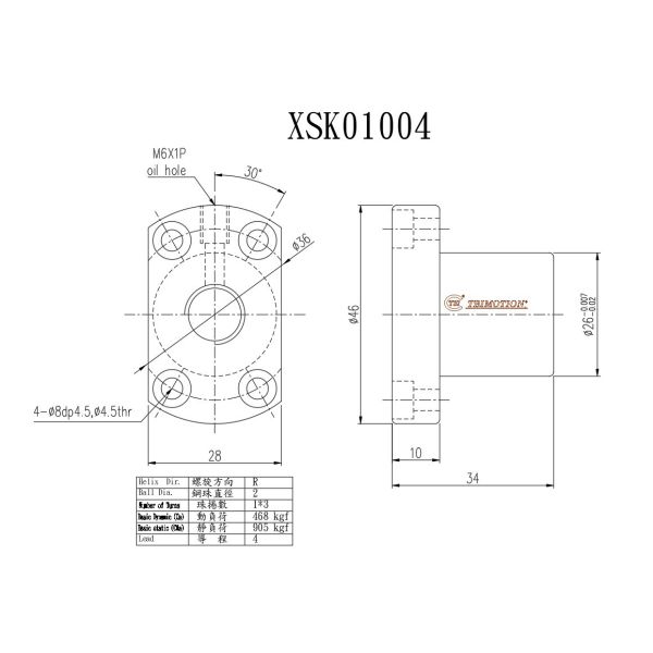 XSK01004 Linear Motion Screw 10mm Diameter High Durability Customized