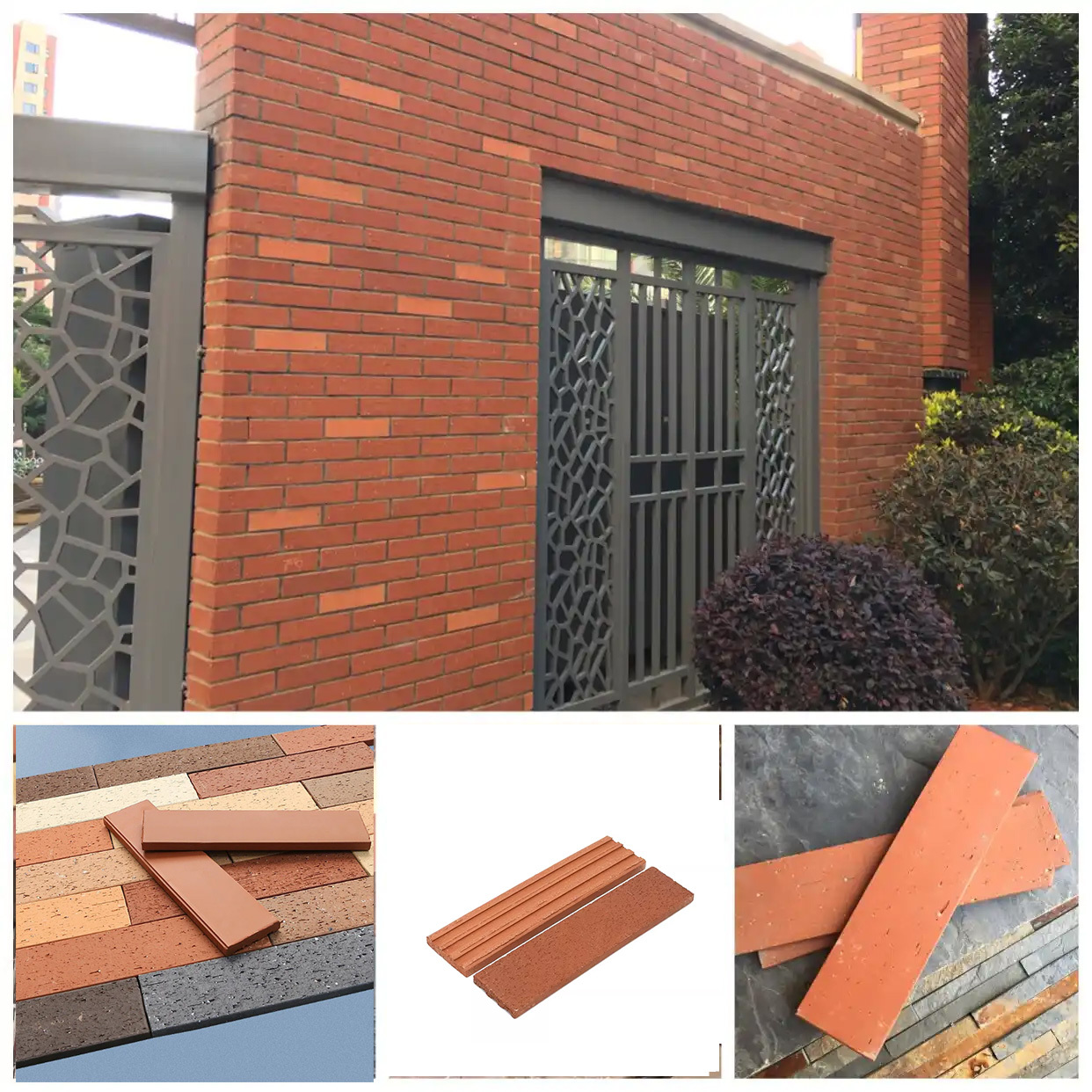 Textured Terracotta Brick Slips Eco-Friendly Clay Split Tiles Brick Tiles for Wall Cladding Interior and Exterior Facades