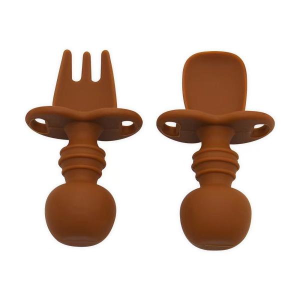 Eco Friendly Silicone Baby Forks Spoons With 48 Gram Weight And Size 9.5x9.5x4 Cm