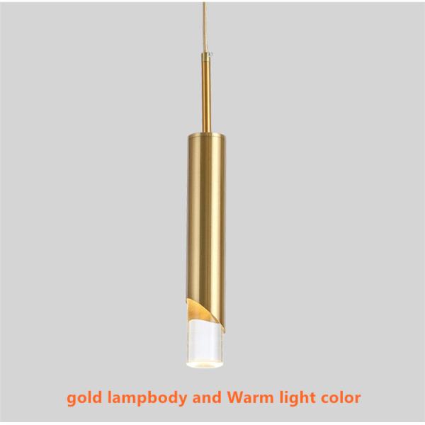 Glass Metal Long Slim LED Modern Pendant Light Gold And Black