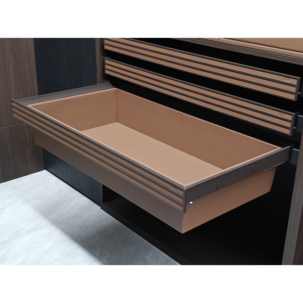 Mjmhd Slide-out Drawer Basket, Pull-out Storage Basket & Wardrobe Organizer - Open-top Design, MDF PVC Construction, Space-saving (664x485x170mm, LB-2)