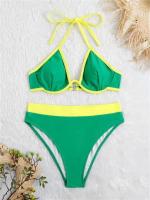 Tissu en nylon sexy sexy de maillot de bain de vêtements de bain de tenue de plage de femmes de maillot de bain vert de bikini confortable