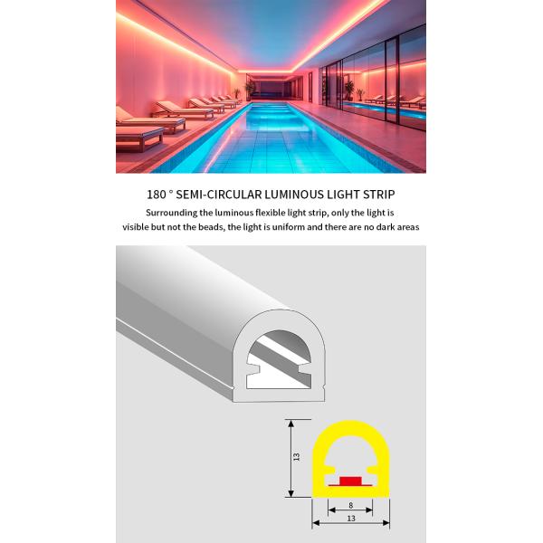 Tira de neón de silicona flexible e impermeable 13*13 Tira de luz LED de silicona para exteriores IP65