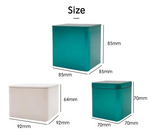 Custom Designs Metal Square Tea Tin Box Container/Food grade Coffee Cookie Candle Tea Tins for food pack