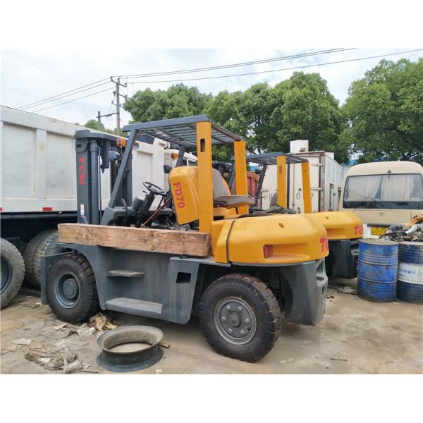 5.5m high mast TCM FD70 7ton Diesel Forklift Truck , TCM used container forklift