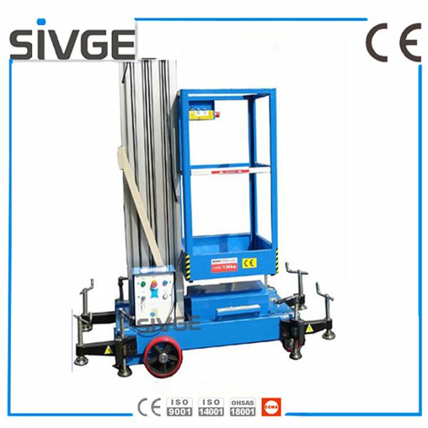 Blue Aluminium Alloy Single Mast Aerial Work Platform For One Person